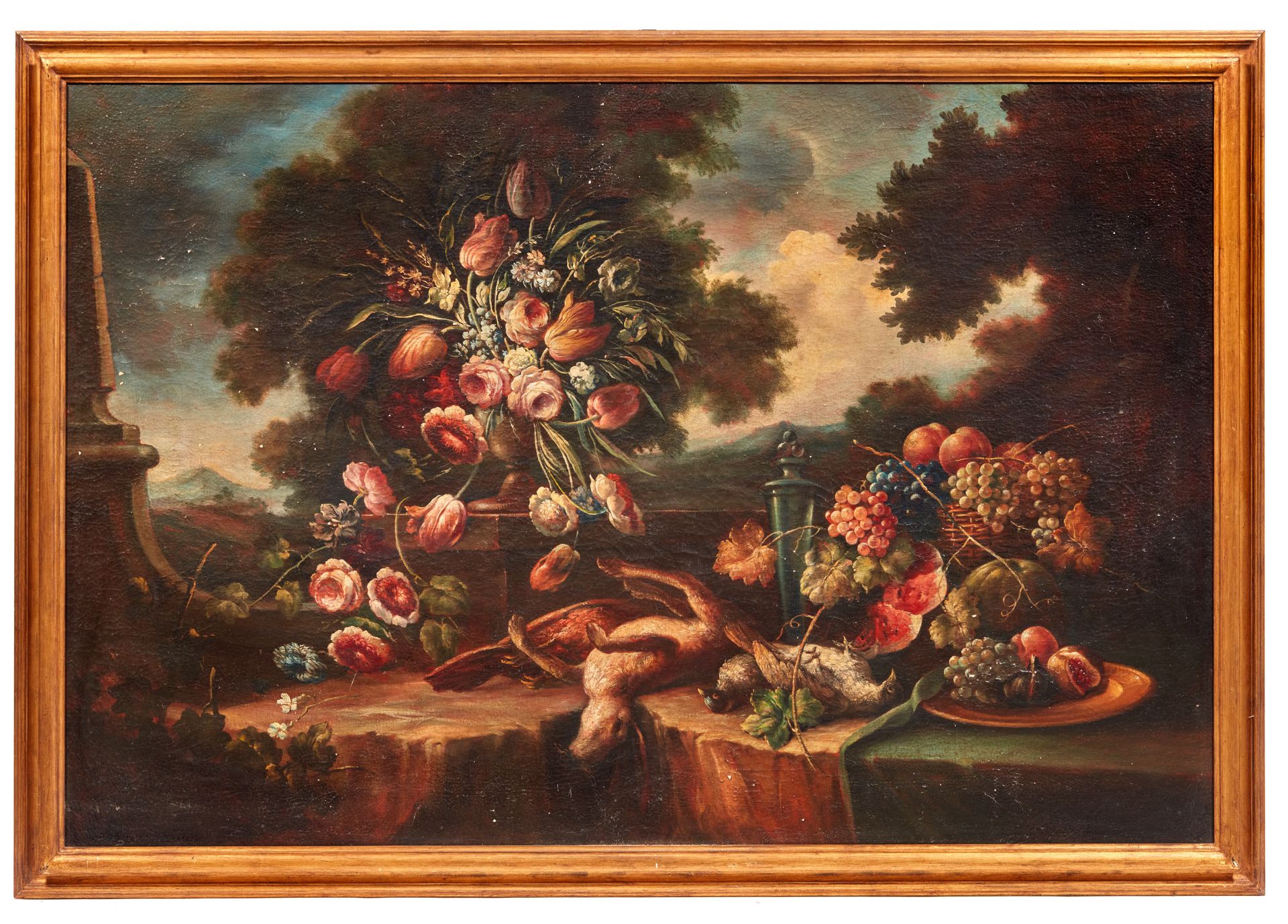Null 根据十七世纪的模型
风景中的花卉、水果和游戏静物
布面油画
D après un modèle du XVIIe siècle Nature mort&hellip;
