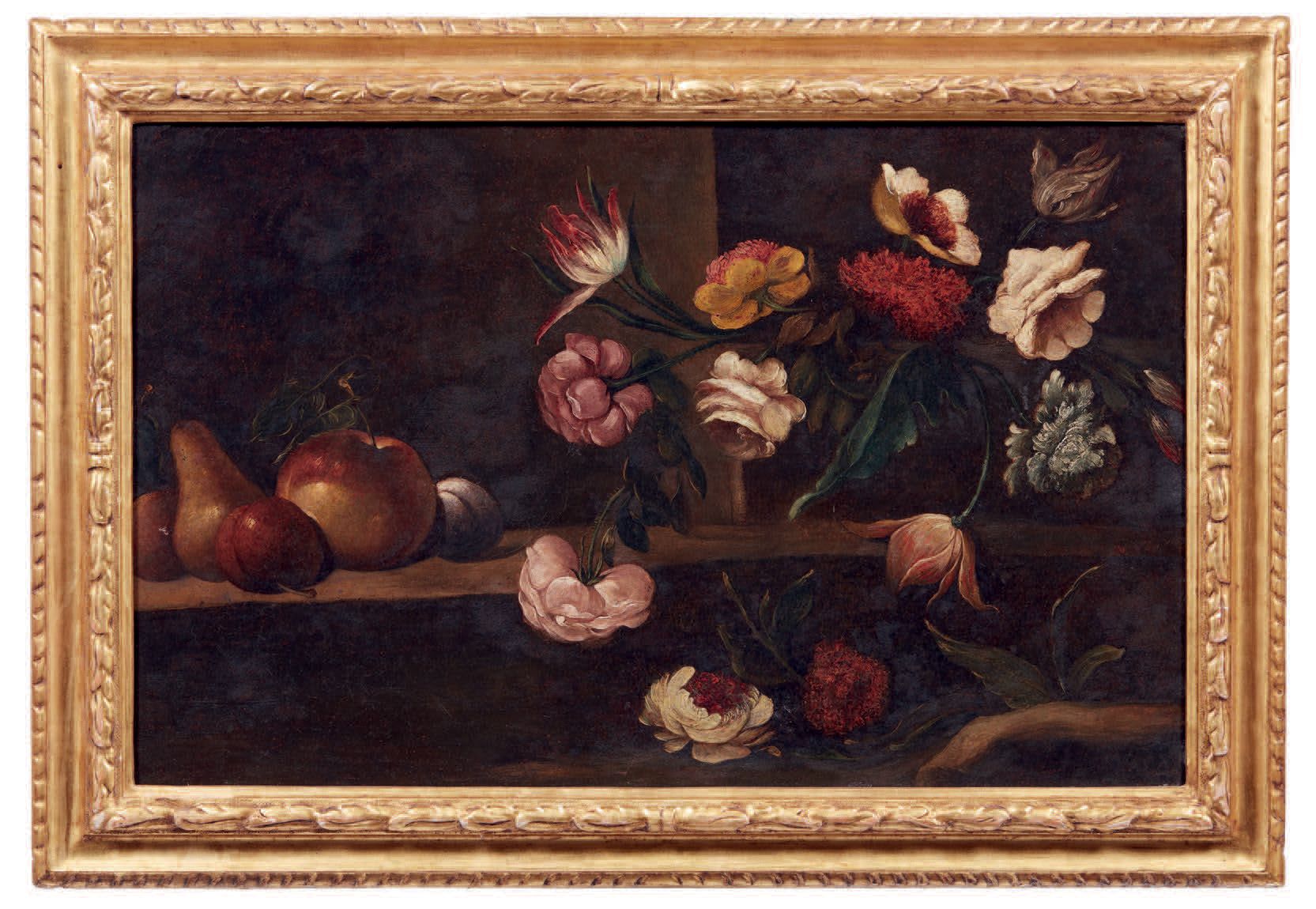 PITTORE DEL XVIII SECOLO 
Still life with flowers and fruits
Oil on canvas (rest&hellip;