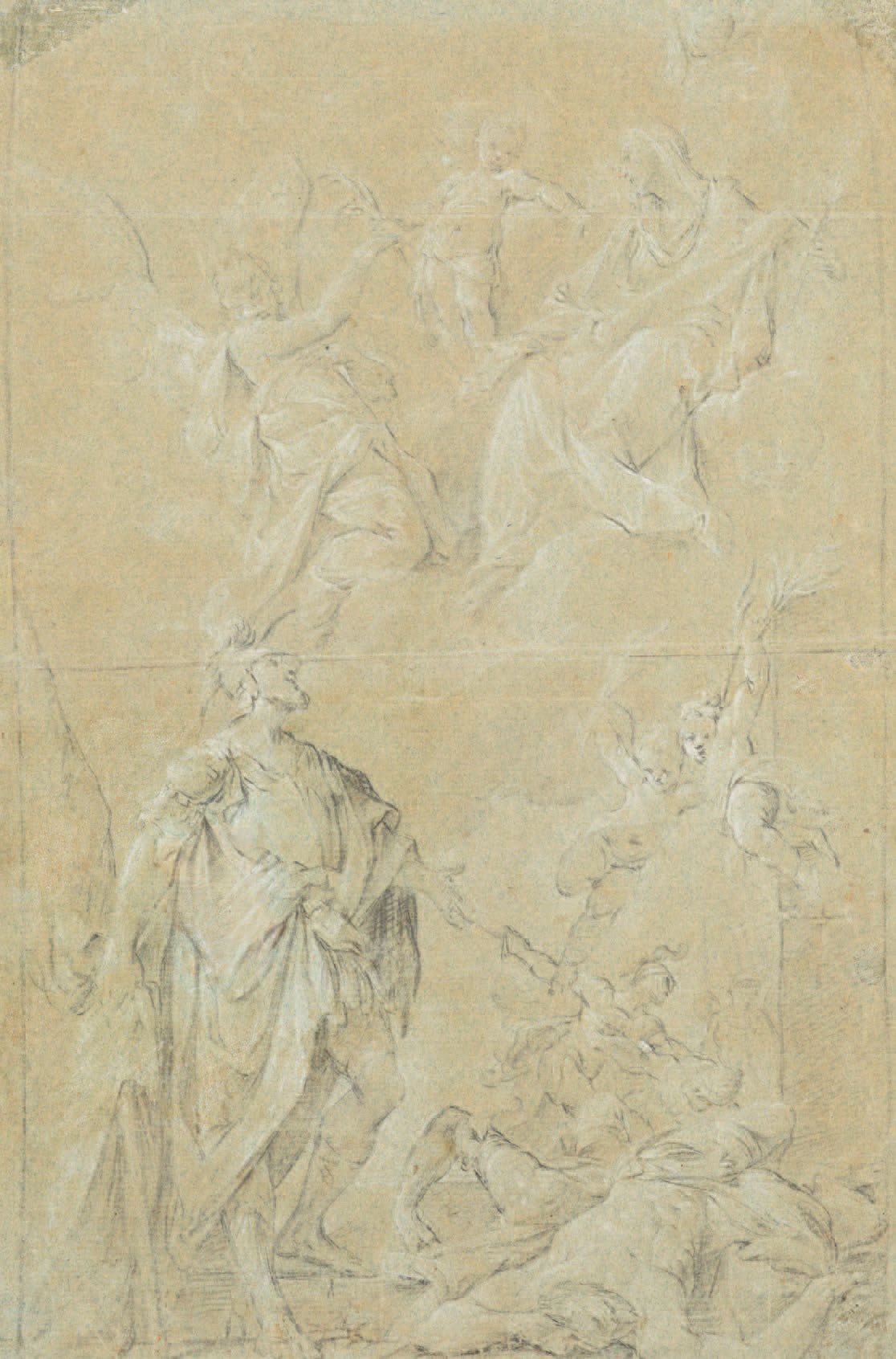 Francesco Monti (1685-1768) 
圣母子耶稣和圣人莫里斯为结束瘟疫流行而求情
黑石，白铅(pliures, restorations)
&hellip;