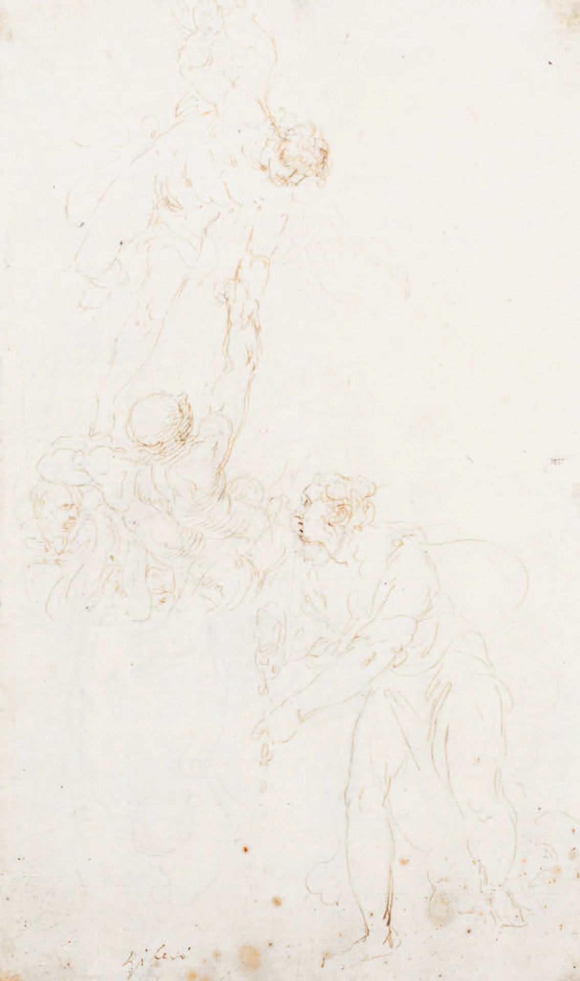 Pietro Liberi (1614-1687) 
Study of three figures
Pen, brown ink
Étude de trois &hellip;