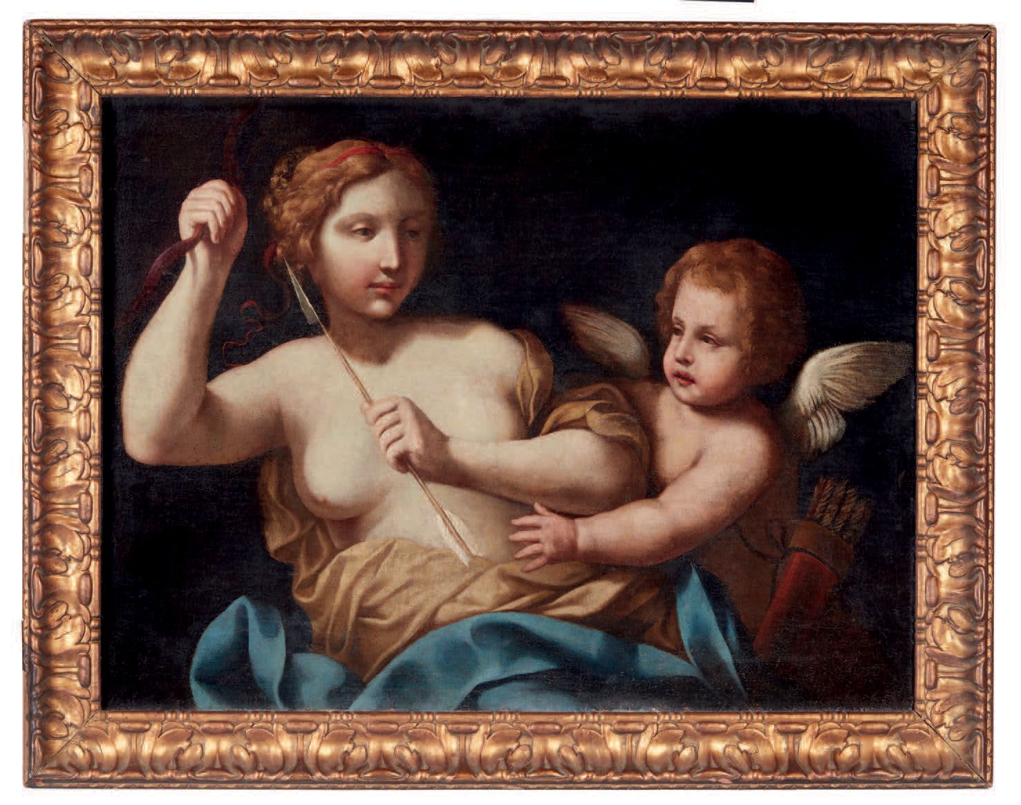 PITTORE DEL XVII SECOLO 
Venus entwaffnet Cupid
Öl auf Leinwand (restauriert)
Éc&hellip;