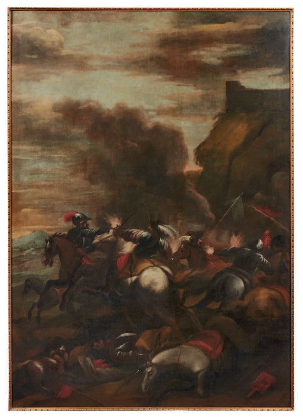 Pittore del XVII/XVIII secolo 
Coppia di scene di battaglie
Olio su tela
École d&hellip;