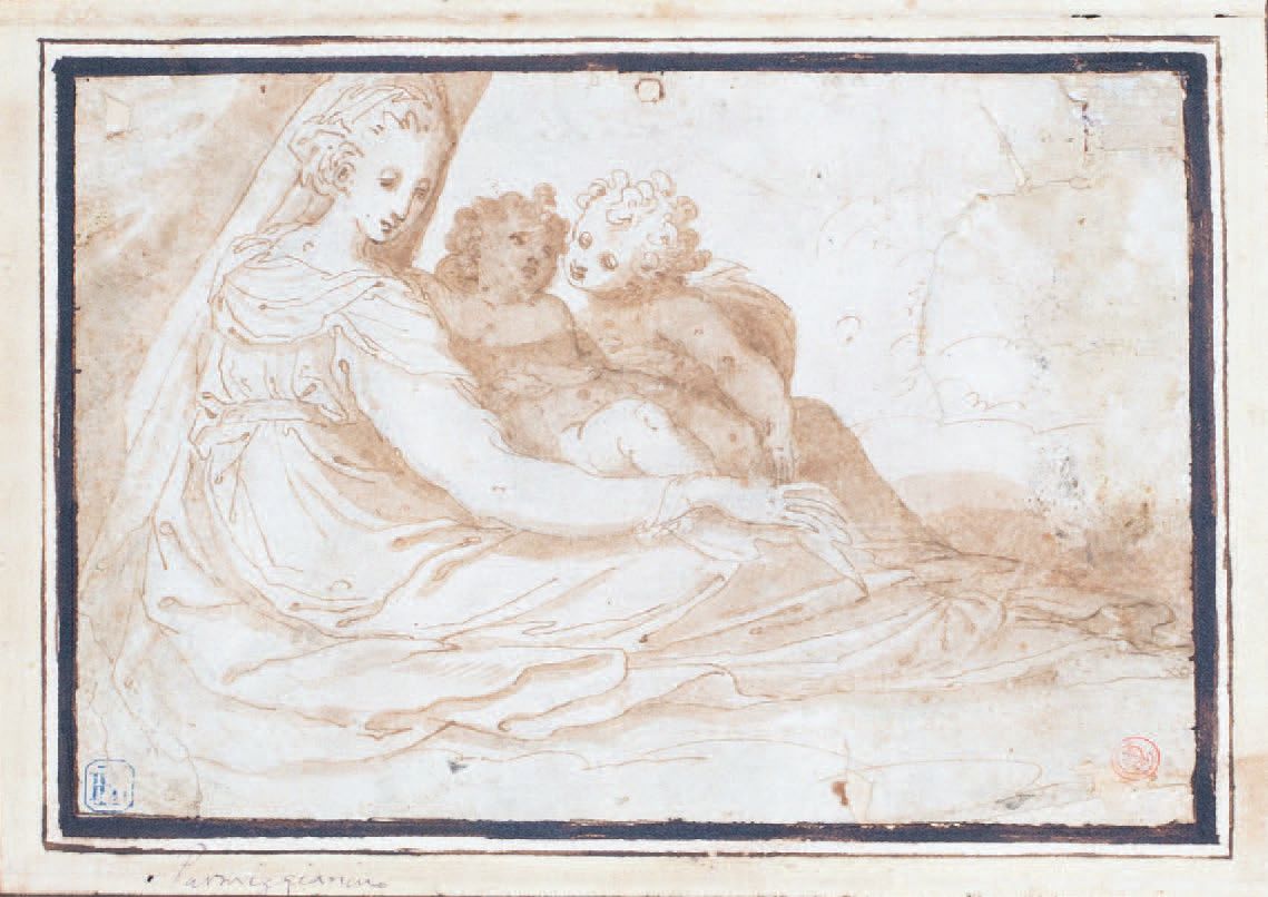 Attribuito a Bernardino INDIA (1528-1590) 
Mujer joven tumbada, de perfil, y dos&hellip;