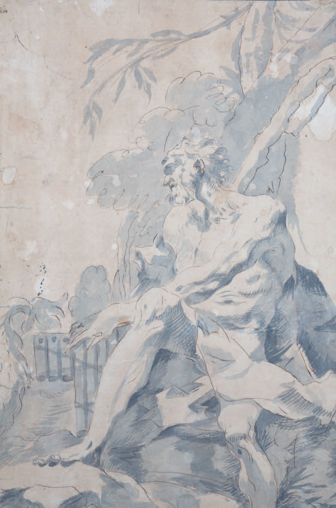 Sebastiano GALEOTTI (1675-1741) 
Polyphemus
钢笔，棕色墨水，灰色水洗（潮湿的痕迹，加倍，撕裂）
Polyphème
&hellip;