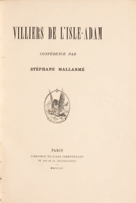 Stéphane MALLARME. Villiers de L'Isle-Adam, conférence. Paris, Librairie de l'Ar&hellip;