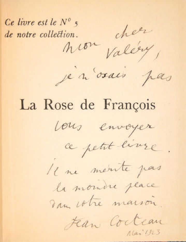 COCTEAU, Jean. La Rose de François, unpublished poem. Paris, François Bernouard,&hellip;