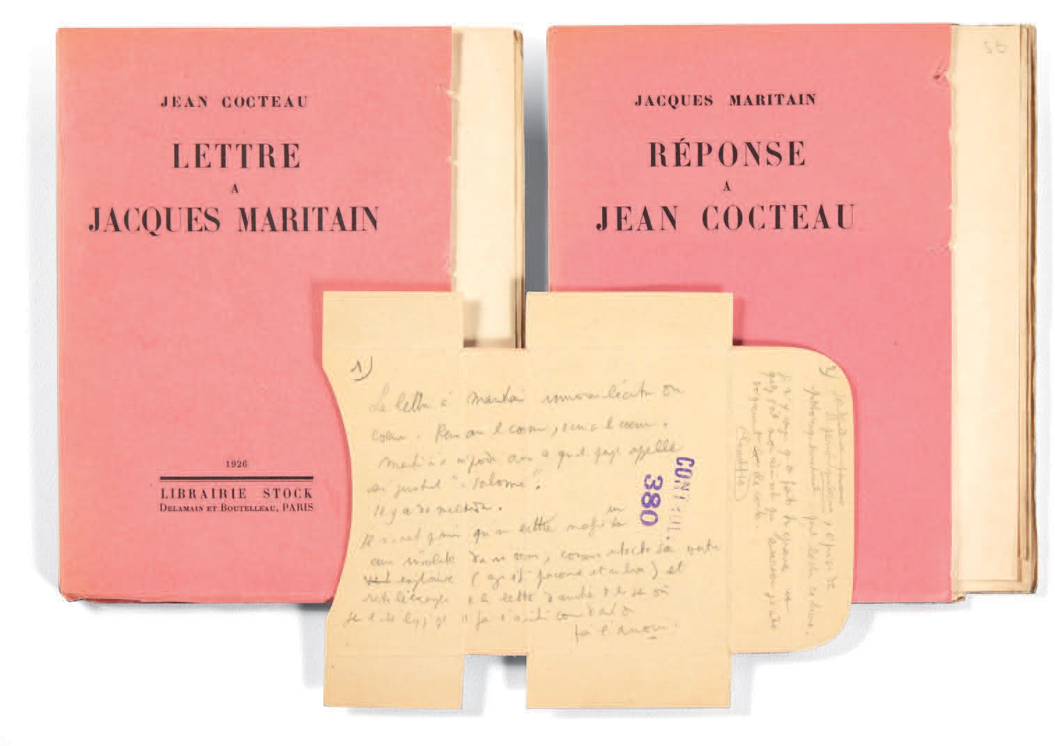 COCTEAU, Jean & Jacques MARITAIN. 致雅克-马里坦的信--对让-科克托的答复。巴黎，Librairie Stock, Delam&hellip;
