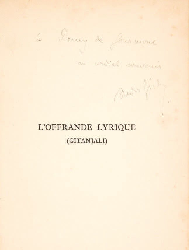 [GIDE, André] - TAGORE, Rabîndranâth. L'Offrande lyrique (Gitanjali).
In-12 [193&hellip;