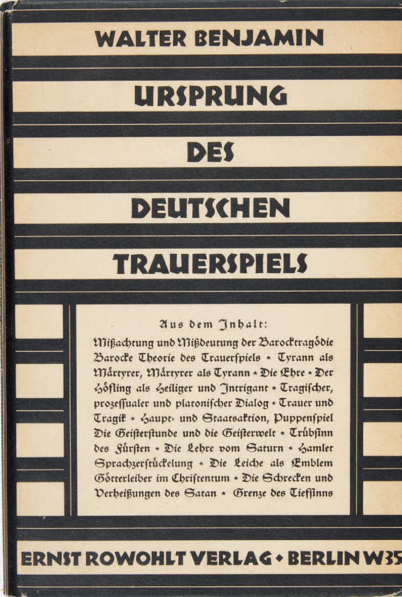 BENJAMIN, Walter. Ursprung des deutschen Trauerspiels.柏林，Ernst Rowohlt Verlag，19&hellip;
