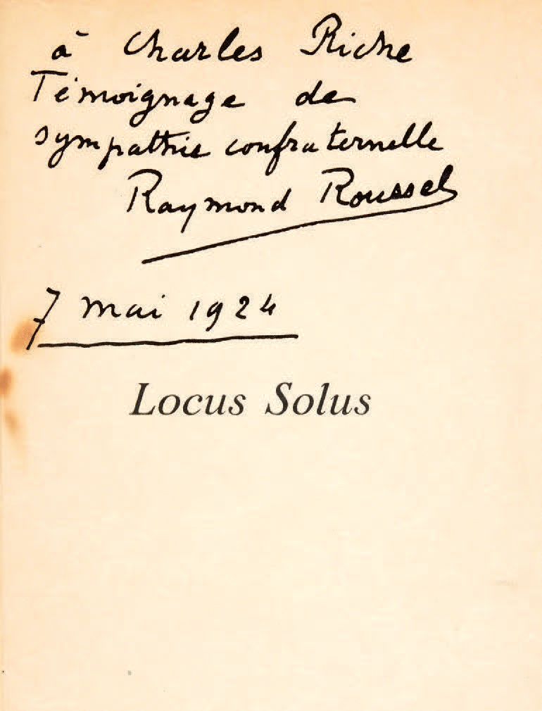 ROUSSEL, Raymond. Locus Solus.巴黎，Alphonse Lemerre，1914年。
Fort in-12 [197 x 140] &hellip;