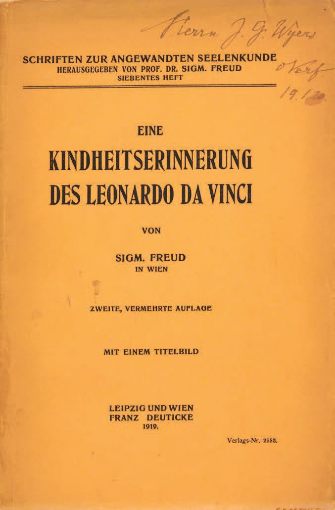 FREUD, Sigmund. Eine Kindheitserinnerung des Leonardo da Vinci. Lipsia, Vienna, &hellip;