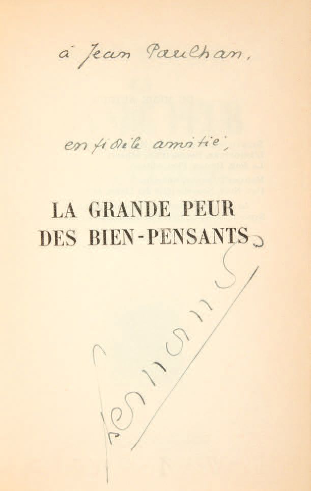 BERNANOS, Georges. La Grande Peur des bien-pensants. Édouard Drumont. Parigi, Be&hellip;