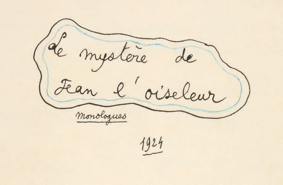 COCTEAU, Jean. The Mystery of John the Fowler. Monologues. 1924. [Paris, Daniel &hellip;