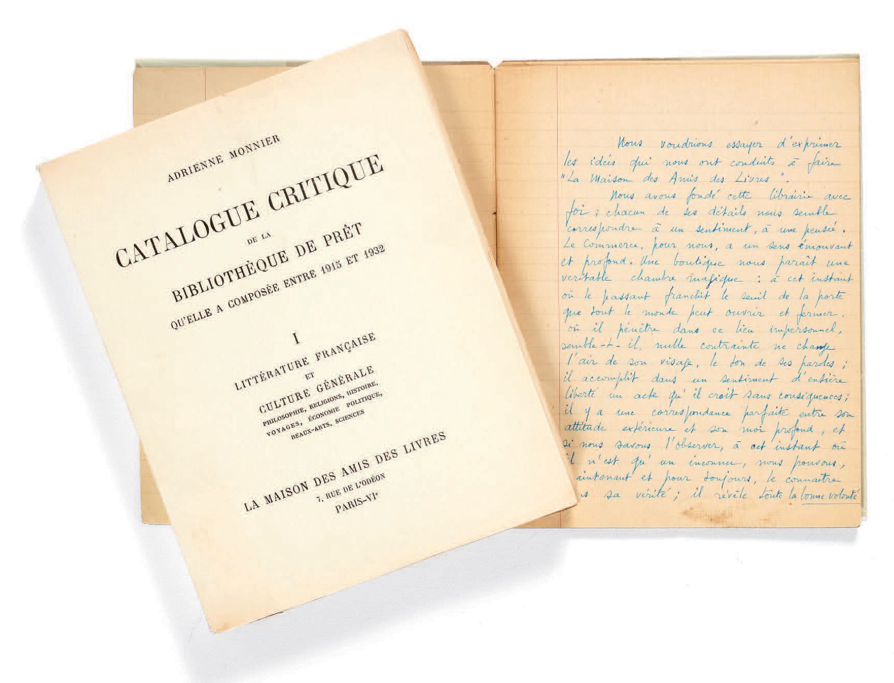 MONNIER, Adrienne. Kritischer Katalog der Leihbibliothek, die sie zwischen 1915 &hellip;