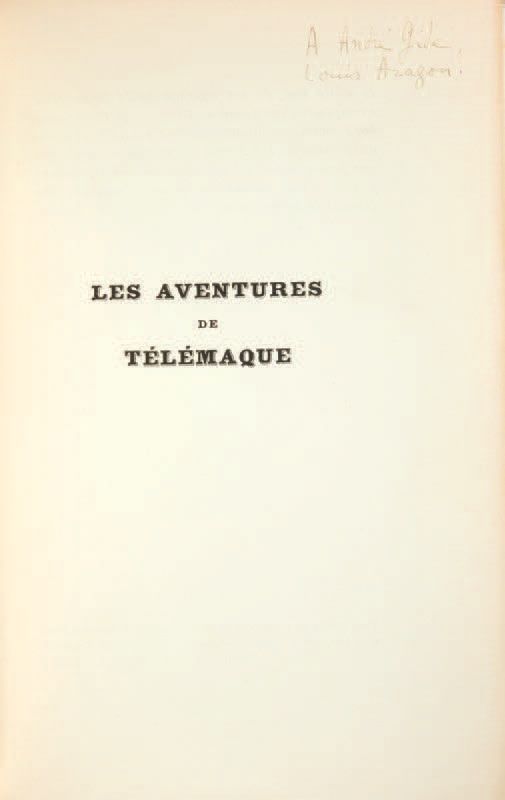 ARAGON, Louis. Les Aventures de Télémaque.
In-12 [181 x 129] of a portrait, 95 p&hellip;