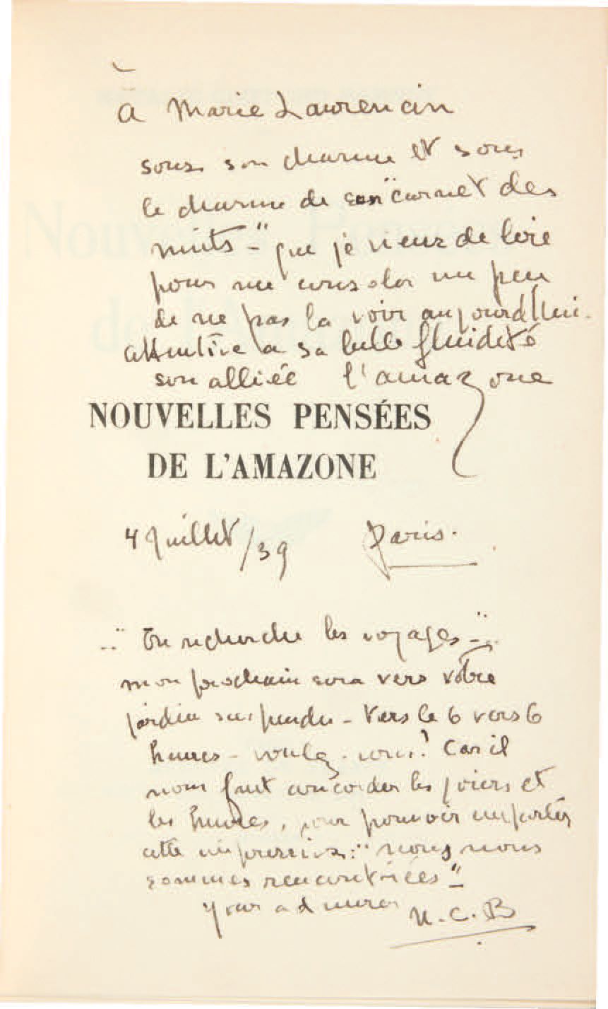 BARNEY, Natalie Clifford. Nouvelles Pensées de l'Amazone. Paris, Mercure de Fran&hellip;