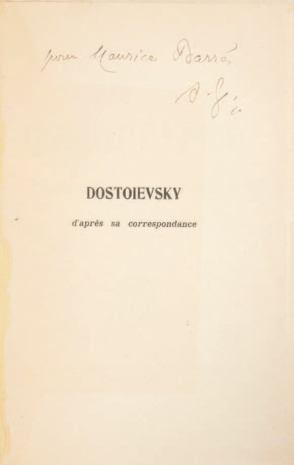 GIDE, André. Dostoievsky d'après sa correspondance. Paris, Eugène Figuière et Ci&hellip;