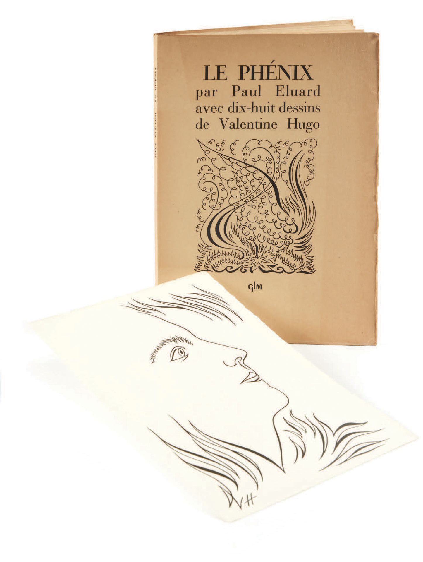 Paul Eluard. Le Phénix avec dix-huit dessins de Valentine Hugo. Paris, GLM, 1952&hellip;