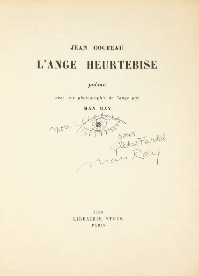 Jean COCTEAU. 赫特比斯天使。诗中有一张天使的照片，由
Man Ray拍摄。巴黎，Librairie Stock，1925年。
，单页式。
第一版印&hellip;