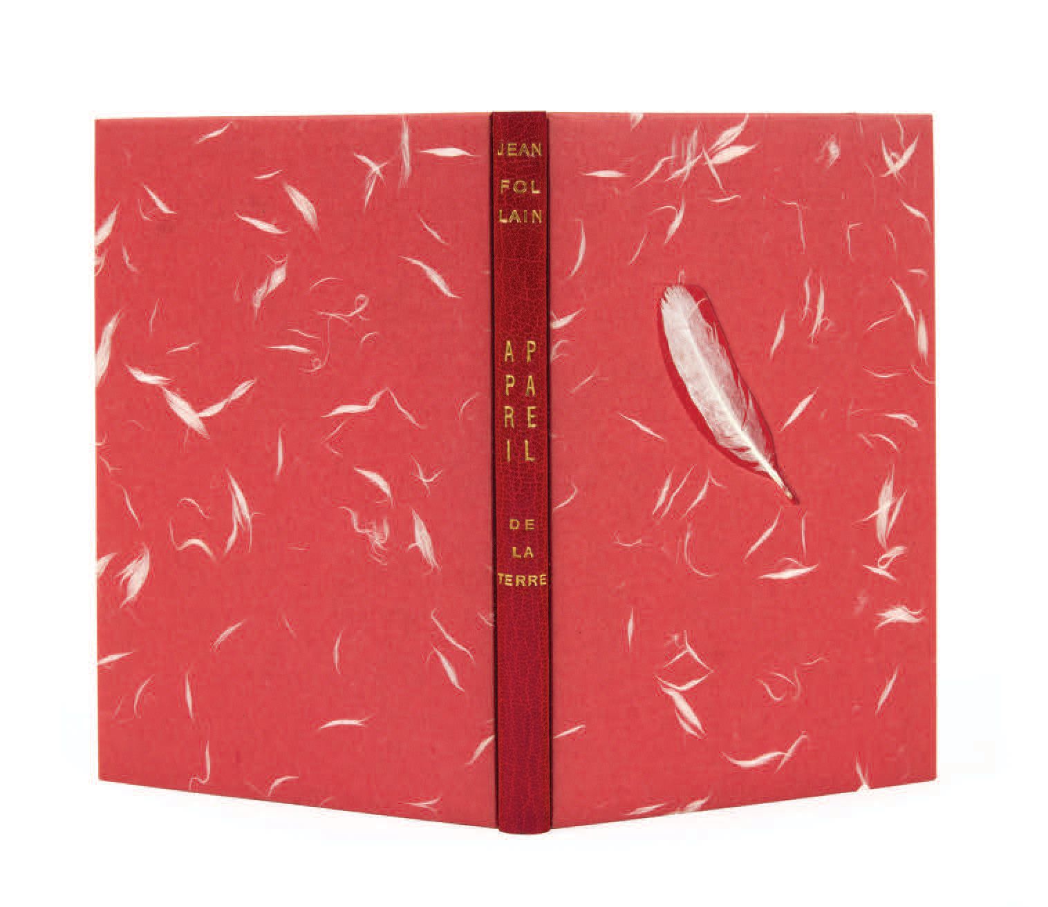 Jean FOLLAIN. - 土壤设备。巴黎，Gallimard出版社，1964年。
In-12，红色半马洛金，à la Bradel，光滑的书脊，笔插入第一&hellip;