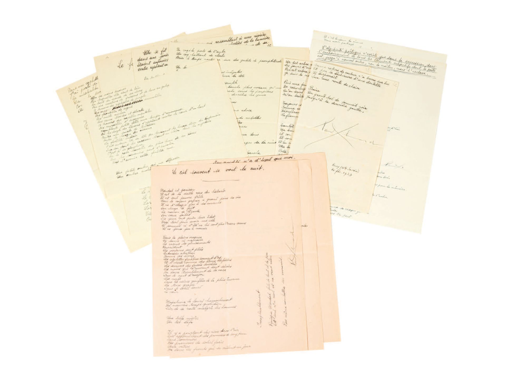 Paul Eluard. 寄给Gala的诗作。1930年4月至1934年8月。
珍贵的一套31首从1930年至1934年写给加拉的亲笔诗。这些作品出现在《 À &hellip;