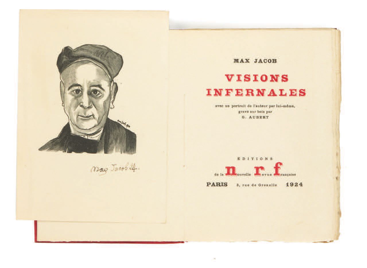 Max JACOB. Visions infernales，附有作者本人的画像，木刻版画，
G。奥贝特。
In-12, Paperback, printed r&hellip;