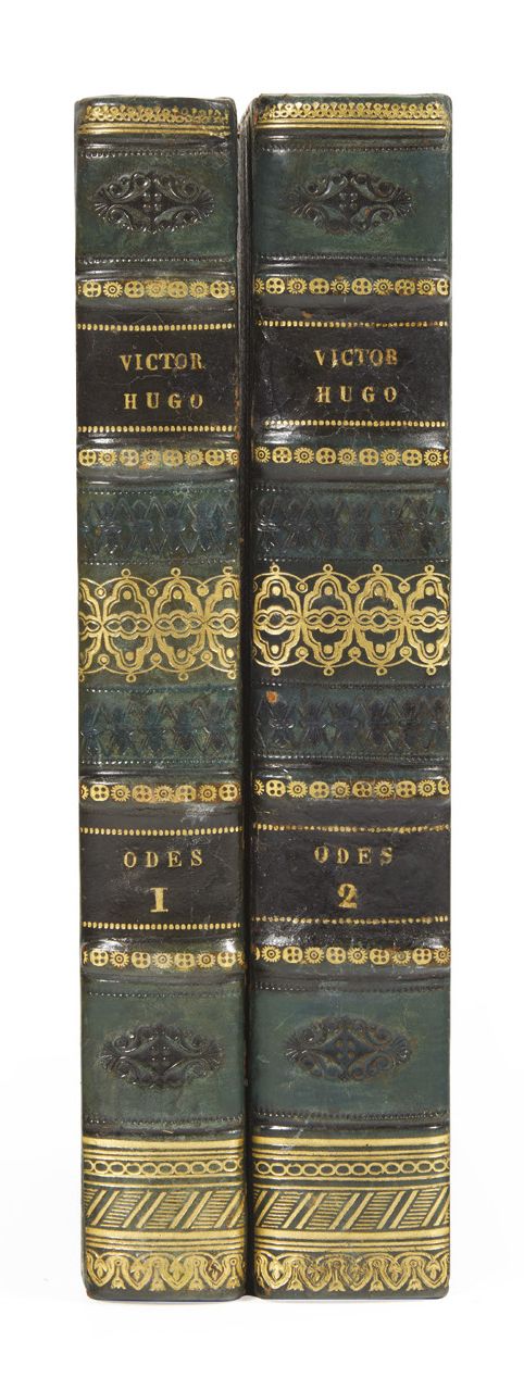 HUGO, victor. 颂歌和民谣。第四版增加了《科隆颂》和十首新作品。巴黎，Gosselin，Bossange，1829年；2卷8开本，蓝色半小牛皮，板上&hellip;
