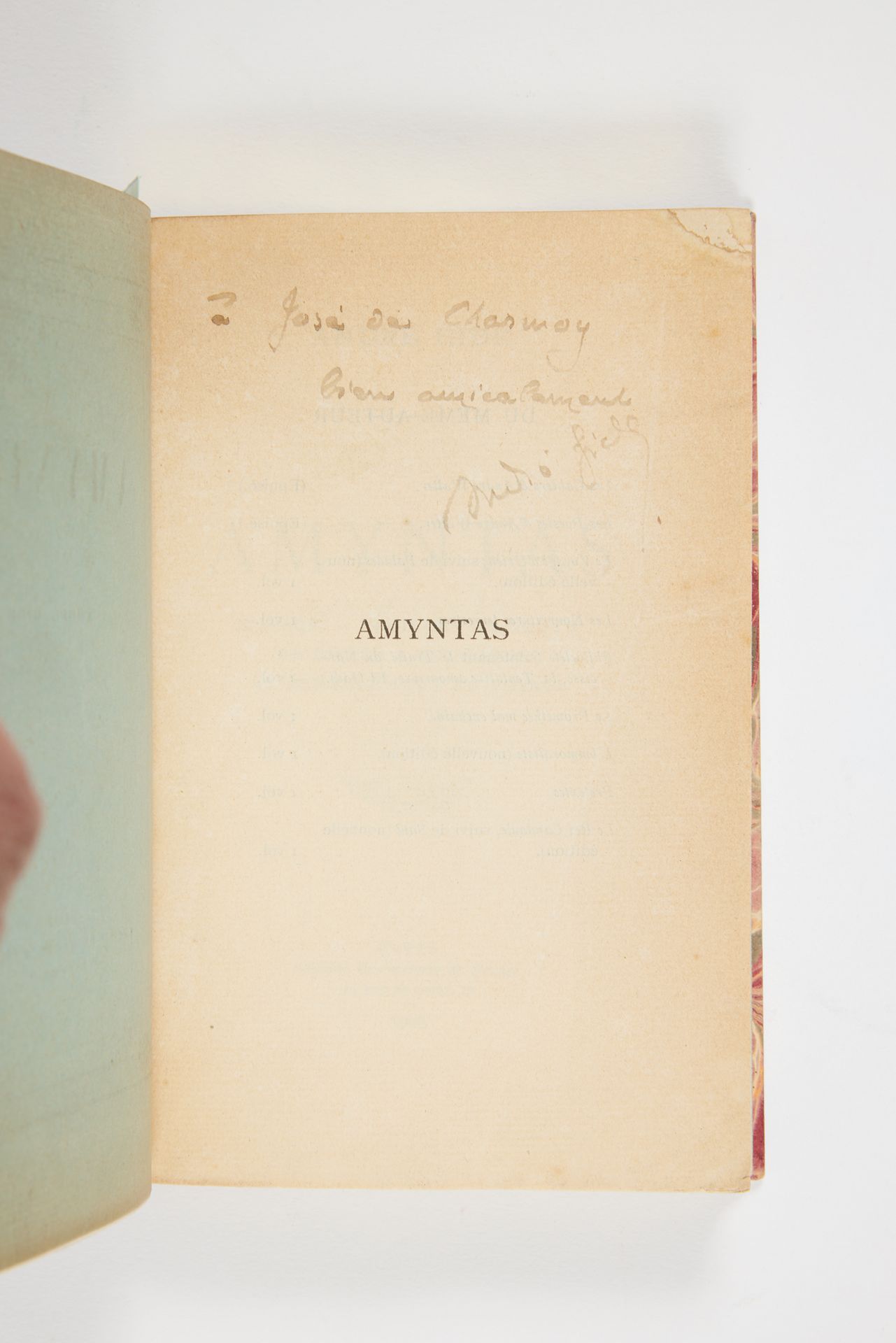 GIDE, André. 
艾米塔斯。巴黎，Mercure de France，1906年；12开本，红色半马洛尼卡，书脊有五条肋，封面保存。



科里登。É&hellip;
