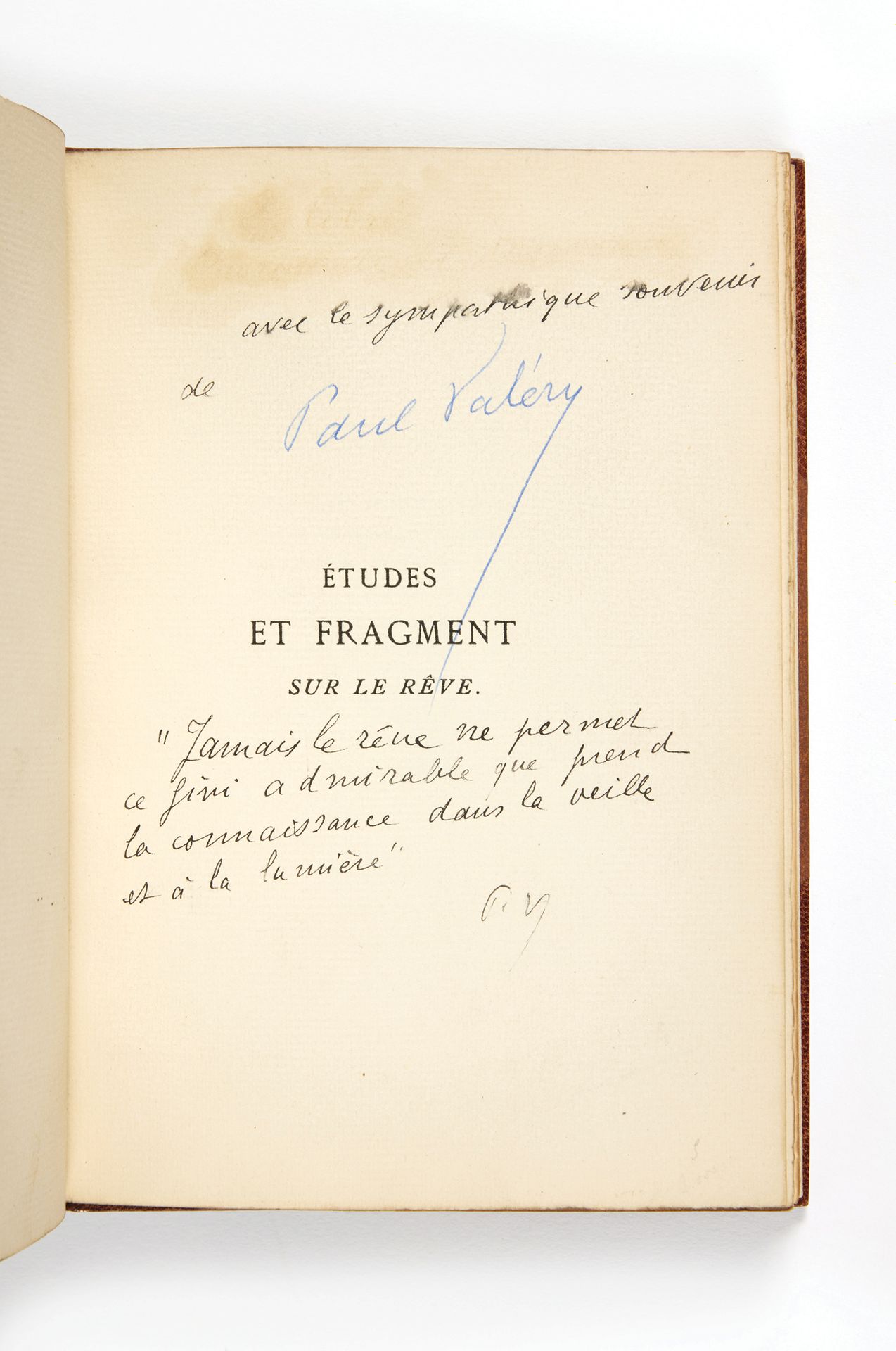 VALERY, Paul Estudios y fragmentos sobre el sueño. París, Claude Aveline, 1925; &hellip;