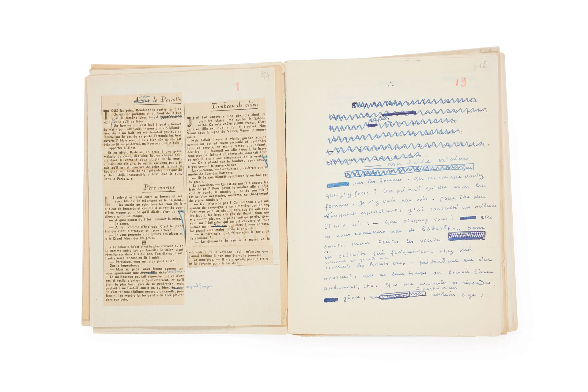 JOUHANDEAU, Marcel. Un Monde. Manuscrit autographe, [1950] ; 485 pages la plupar&hellip;