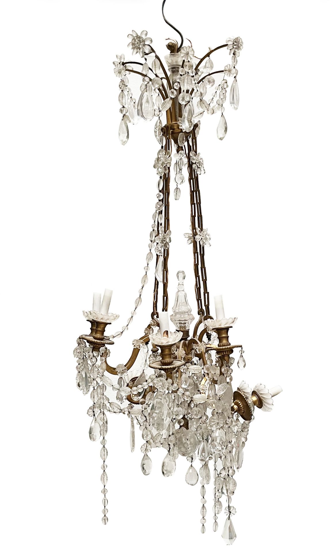 Null Gilded bronze chandelier with 8 arms of lights (accidents). H_120 cm
