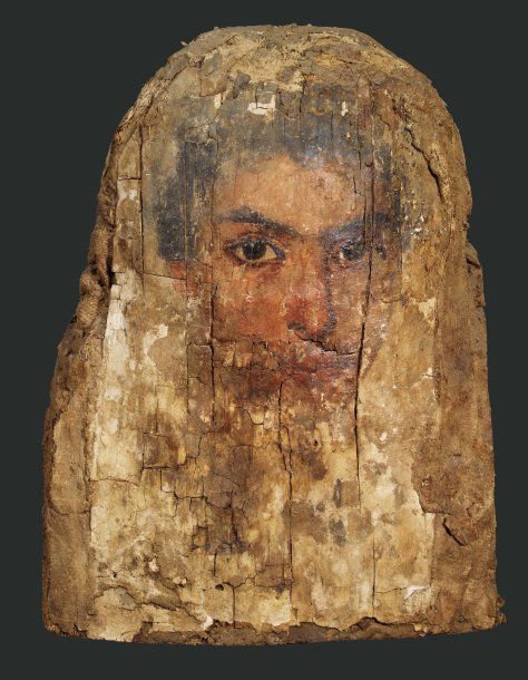 Portrait du Fayoum. Il est peint du visage, légèrement de trois quarts, d'un hom&hellip;
