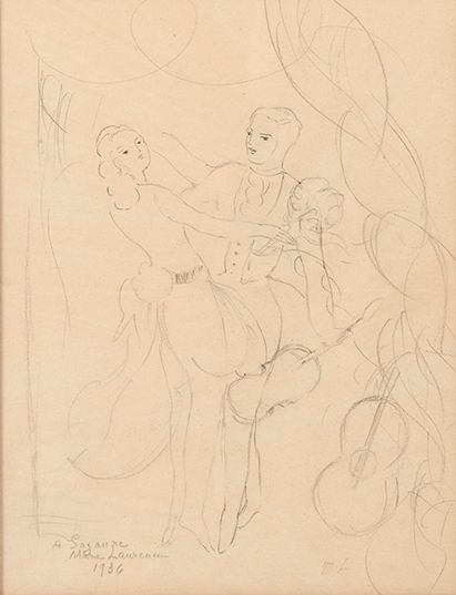 Marie LAURENCIN (1885-1956) La danse, 1936
Dessin au crayon sur papier.
Signé, d&hellip;