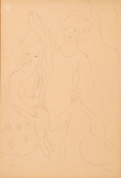 Marie LAURENCIN (1885-1956) Les demoiselles
Dessin au crayon sur papier.
Signé d&hellip;