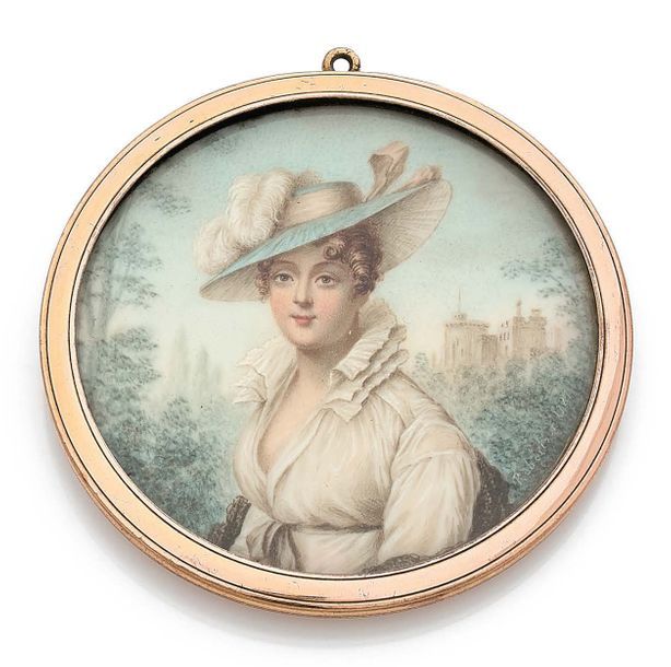CHRISTINA ROBERTSON (1775-1854) MÉDAILLON en métal de deux tons, orné d'une mini&hellip;