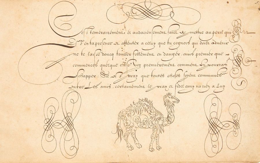 Null [CALLIGRAPHIE].
Livre d'écriture manuscrit.
S.L., XVIIe siècle. — In-4 oblo&hellip;