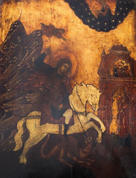 Null Icône de Saint-Georges terrassant le Dragon.
Tempera sur bois. Restauration&hellip;