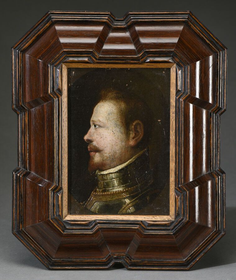 Null ECOLE ITALIENNE Fin du XVIème siècle 

Portrait d'homme en armure de profil&hellip;