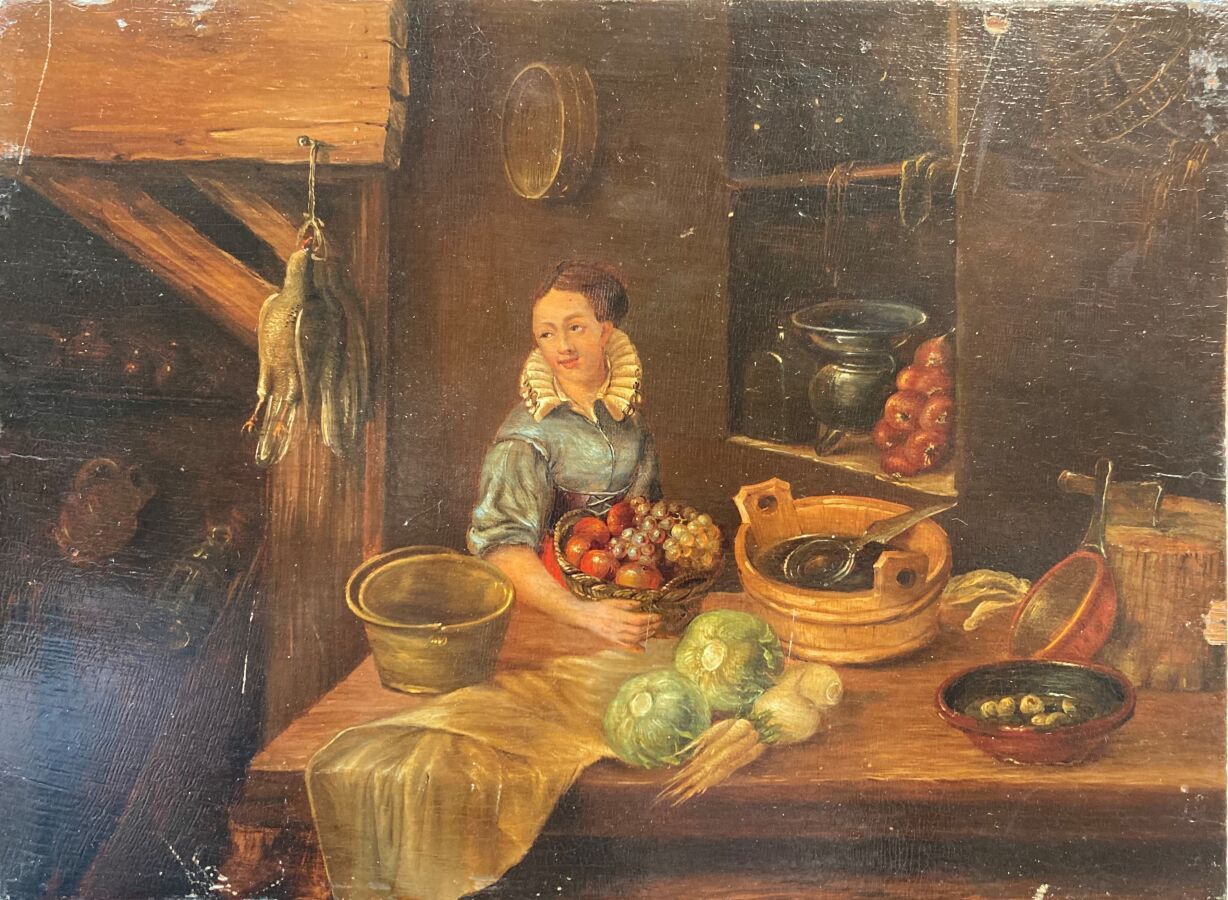 Null 19世纪末的学校。

卖菜的。

板上油彩。

17,5 x 32 cm。

事故。