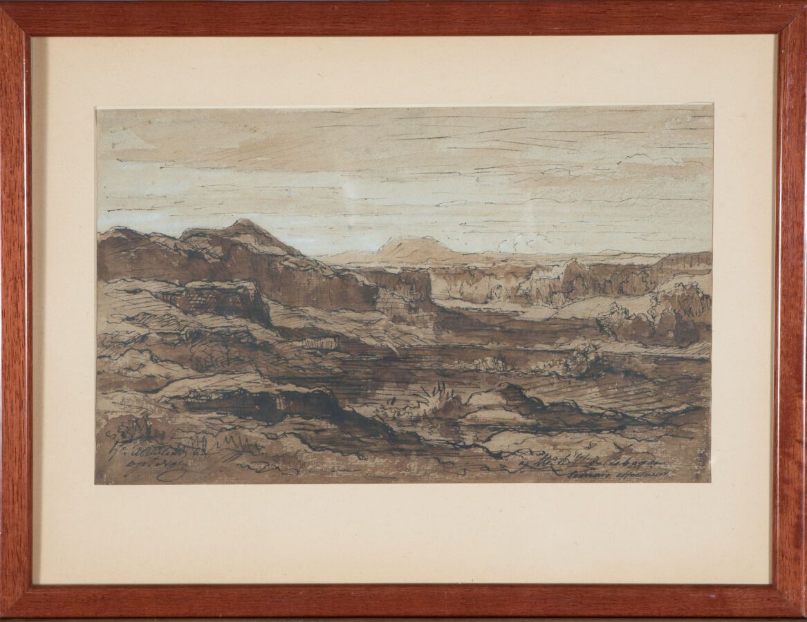 Null 赫克托-阿勒芒（1809-1886）。

Optevoz的风景，1862年。

钢笔和水墨，水粉在双色纸上突出。

左下方有签名、位置和日期。

视野&hellip;