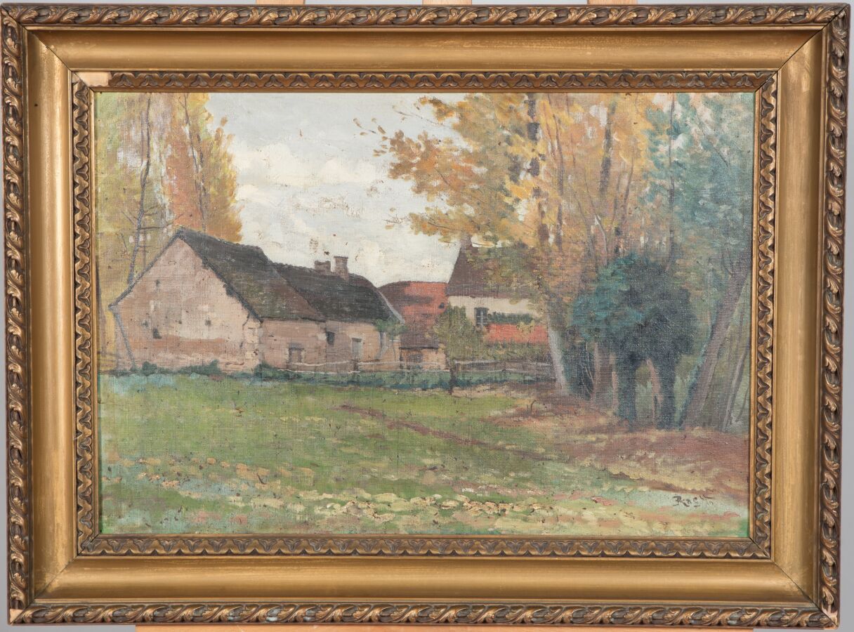 Null Édouard Auguste RAGU (siglo XIX).

Granja en otoño.

Óleo sobre lienzo.

Fi&hellip;