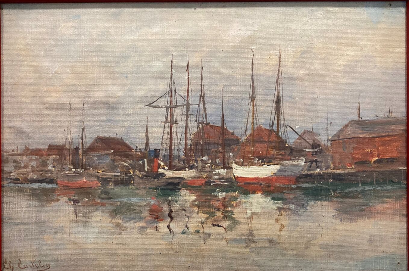 Null Charles CURTELIN (1859-1912).

Sailboats in the harbour at the quay.

Oil o&hellip;