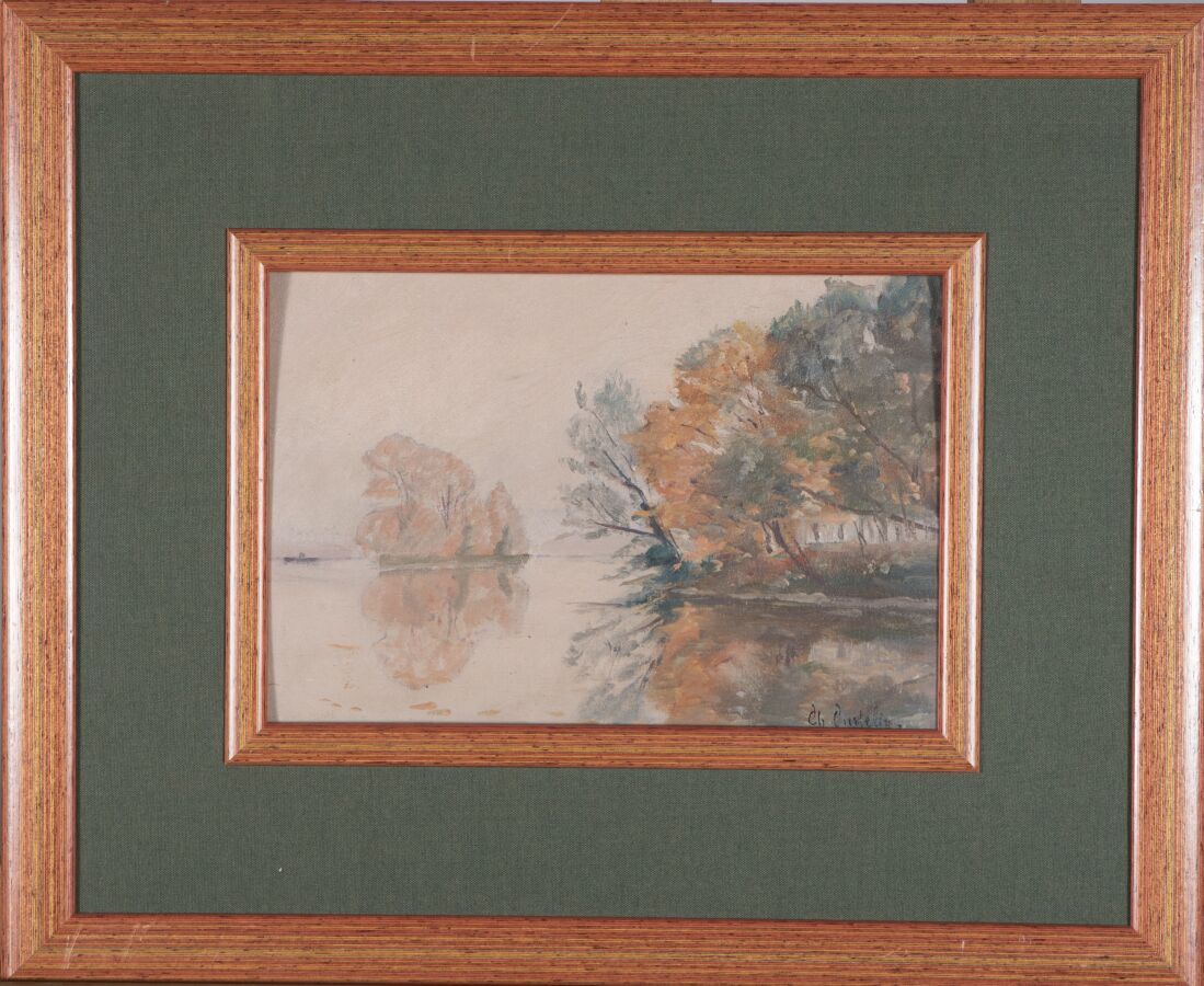 Null 查尔斯-库特林（1859-1912）。

水灾。

纸板上的油彩。

右下方有签名。

20 x 27 cm