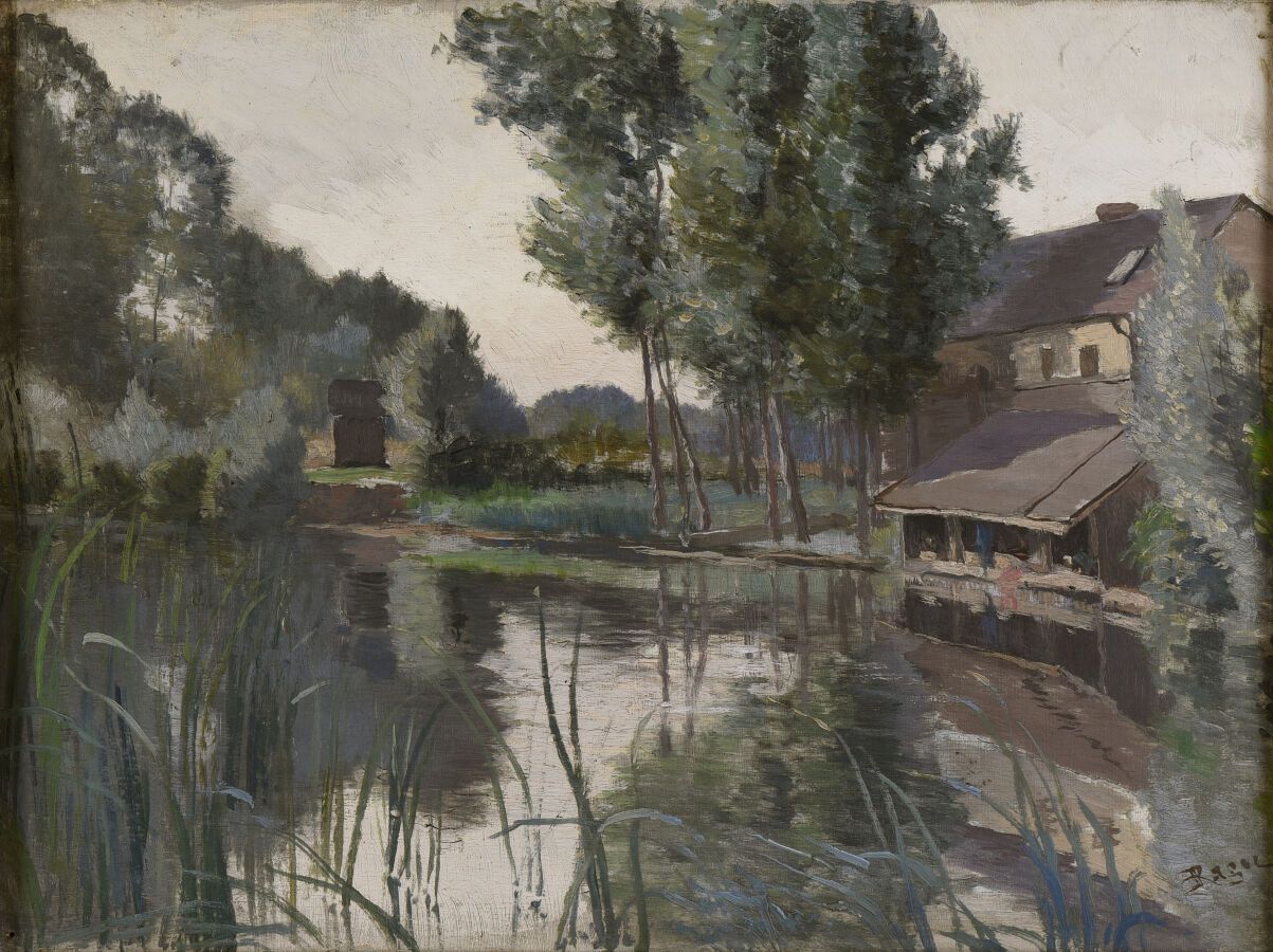 Null Édouard Auguste RAGU (XIXth century).

The wash house on the river.

Oil on&hellip;