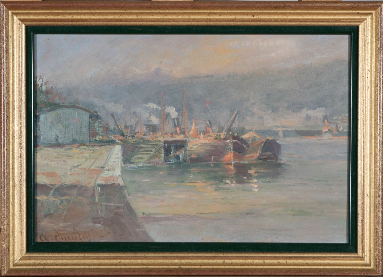 Null Charles CURTELIN (1859-1912).

Activity on the Quai Rambaud.

Oil on cardbo&hellip;