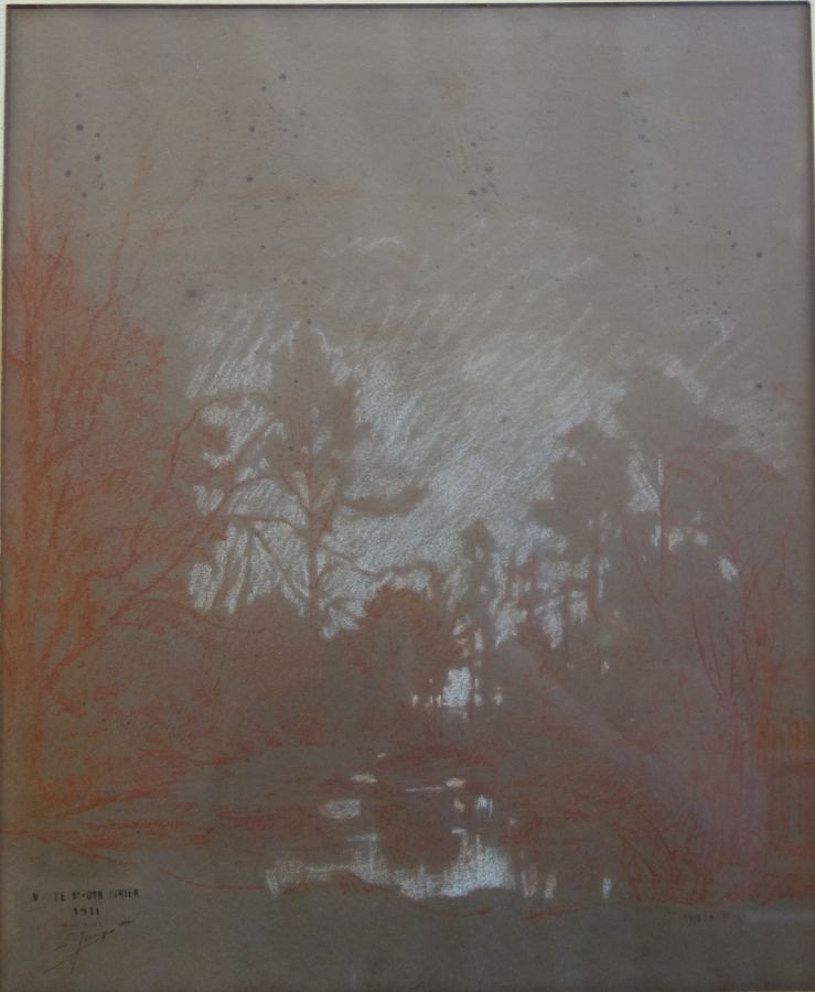Null 让-艾梅-圣西尔-吉里耶（1837-1912）。

光对景观的影响。

灰色纸上的粉笔画/红墨水/粉笔画。

左下角有C.Jung副署的Saint-C&hellip;