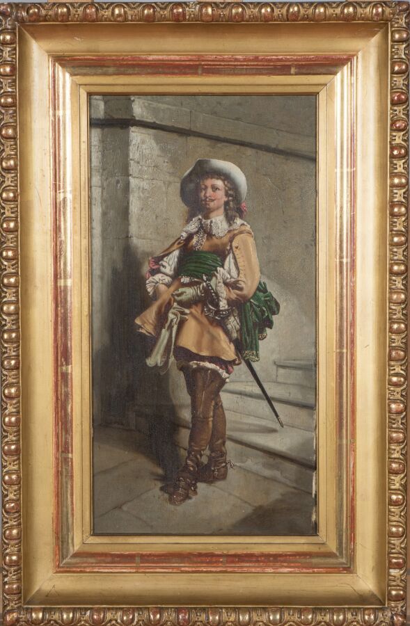 Null 19世纪的法国学校。

拿着剑的绅士。

板上油彩。

40 x 21厘米。