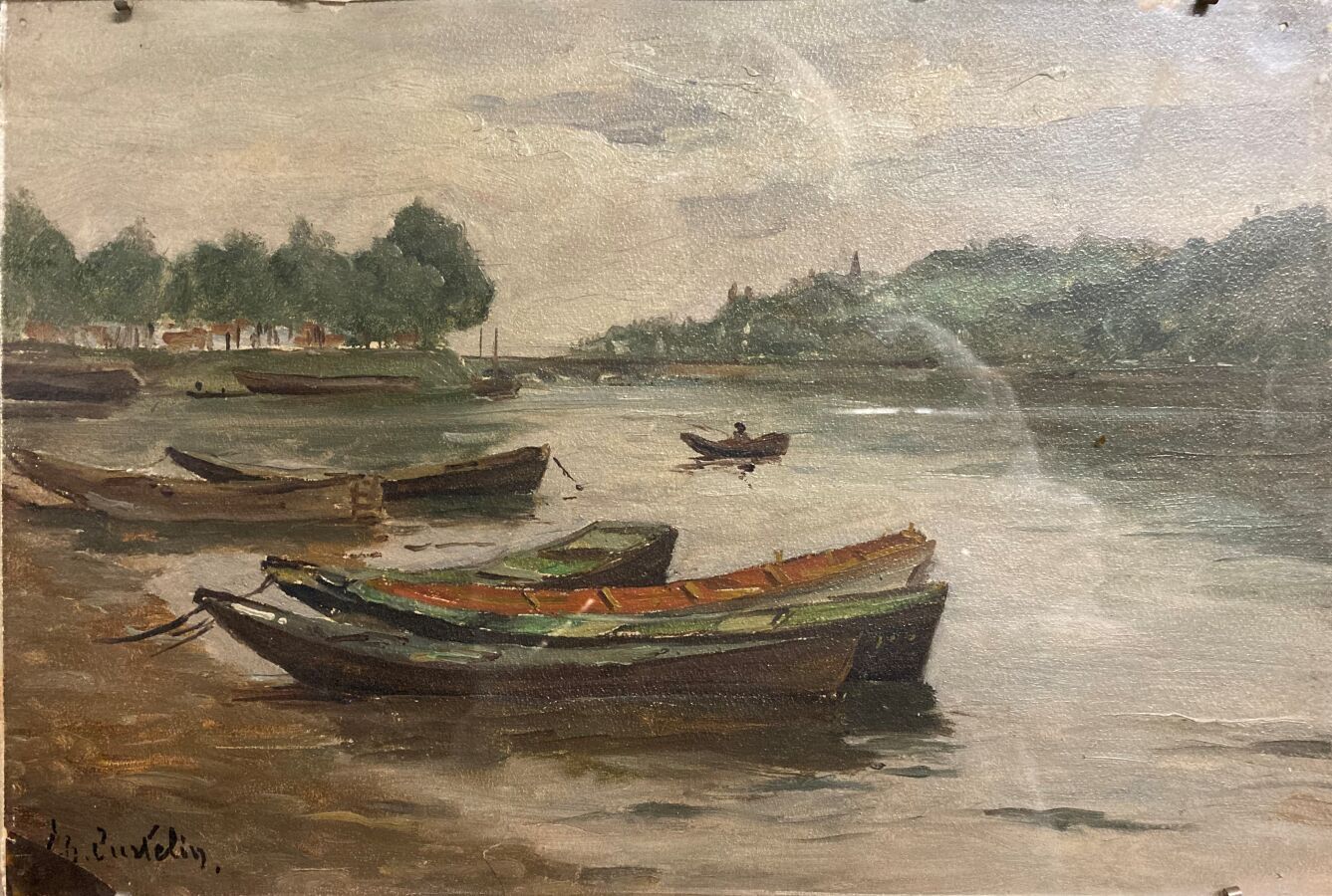 Null Charles CURTELIN (1859-1912).

Quai Rambaud, les barques.

Huile sur papier&hellip;