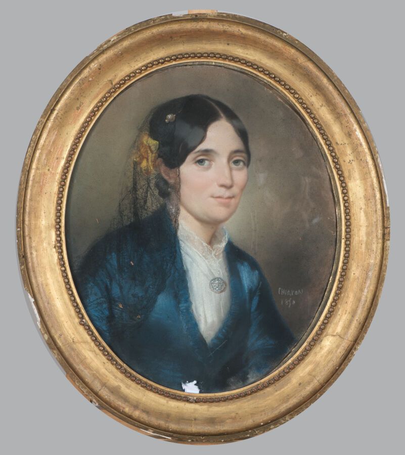 Null Bernard Chiapory (escuela francesa del siglo XIX).

Retrato de una dama, 18&hellip;