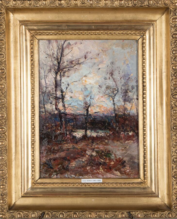 Null Emile NOIROT (1853-1924).

Paesaggio d'autunno, 1891.

Olio su pannello.

F&hellip;